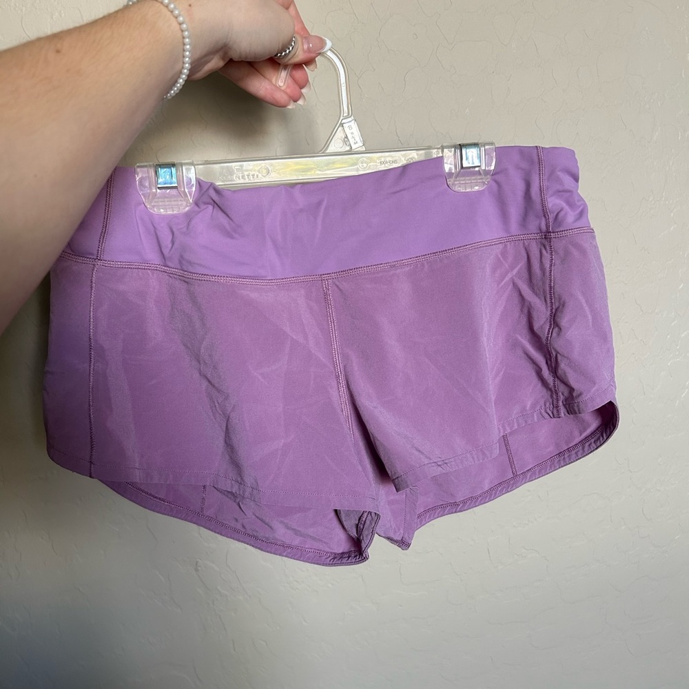 lululemon athletica purple speed up shorts
